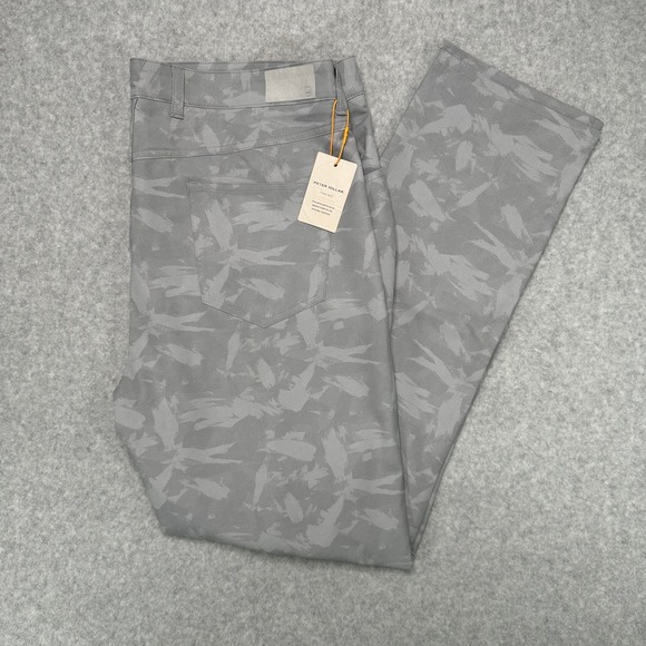 Peter Millar Crown Sport Pants Mens 38x32 Grey Camo Performance Stretch Golf NWT